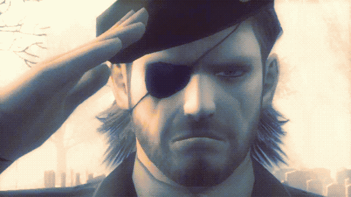 A picture of Big Boss saluting from Metal Gear Solid 3: Snake Eater