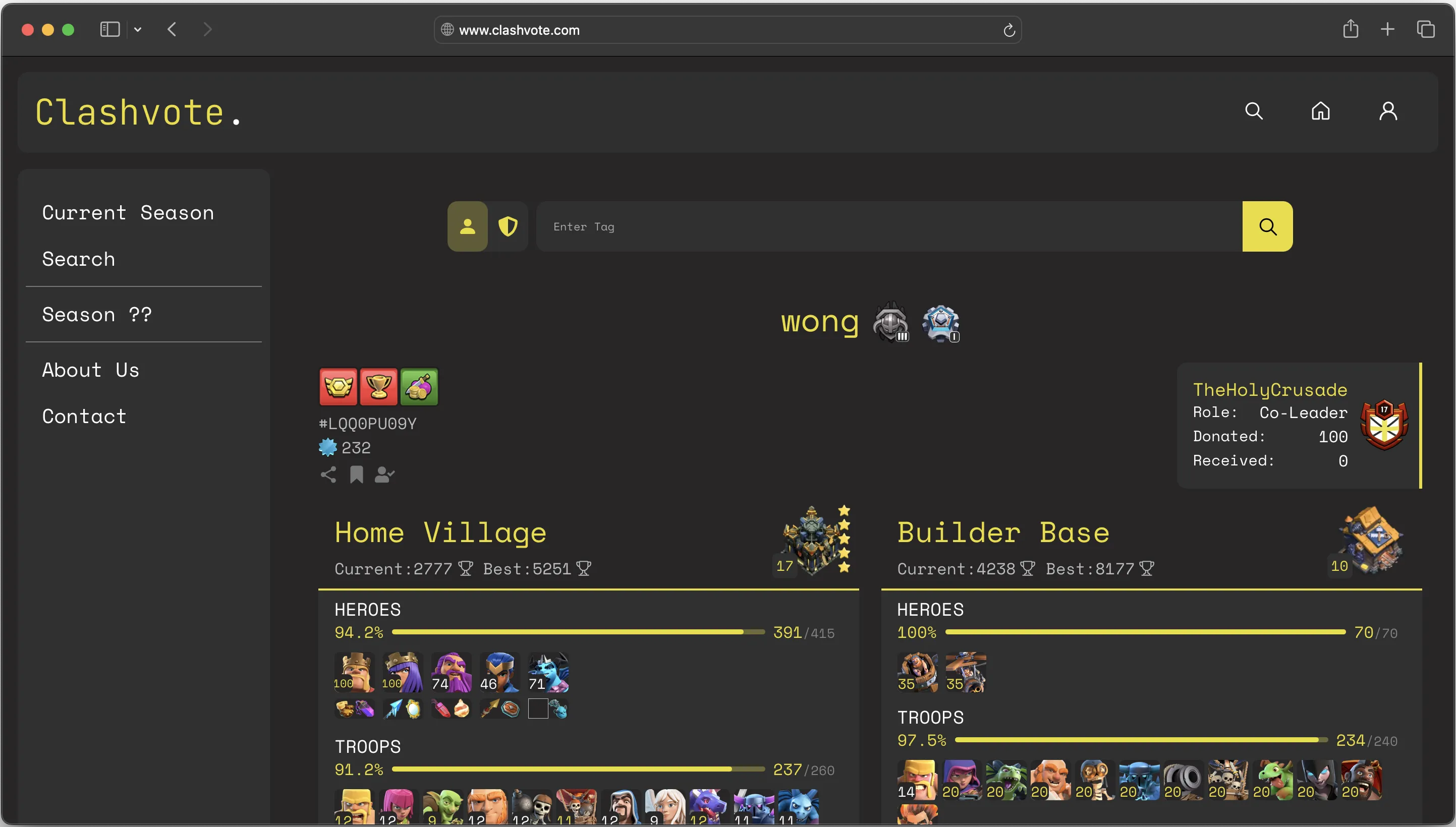 This is a screenshot of Clashvote