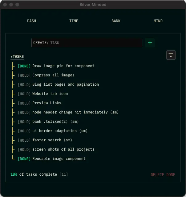 This is a screenshot of Silver Minded